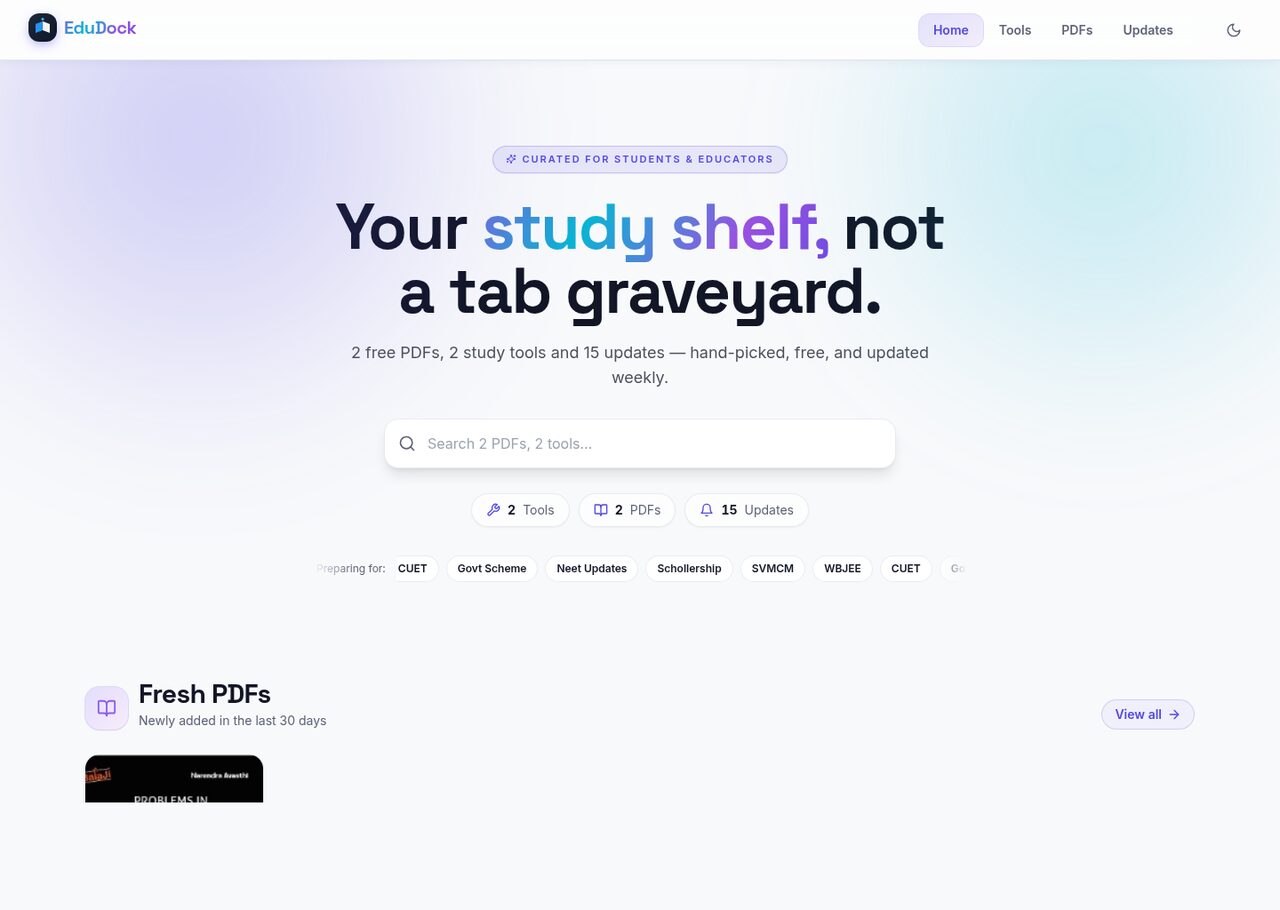 EduDock — A search-first study-resource hub for EduDock