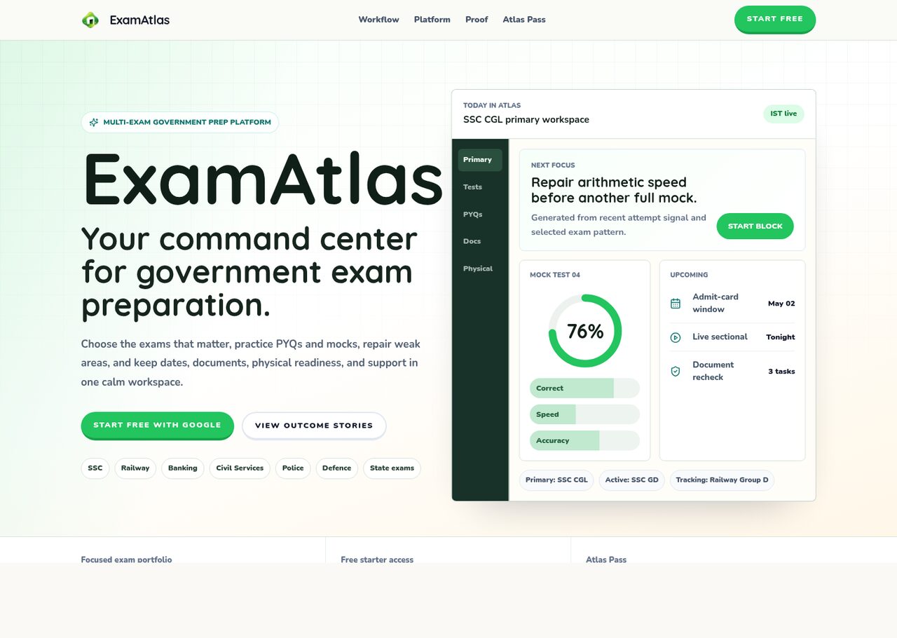 Exam Atlas — A government-exam prep platform for Exam Atlas
