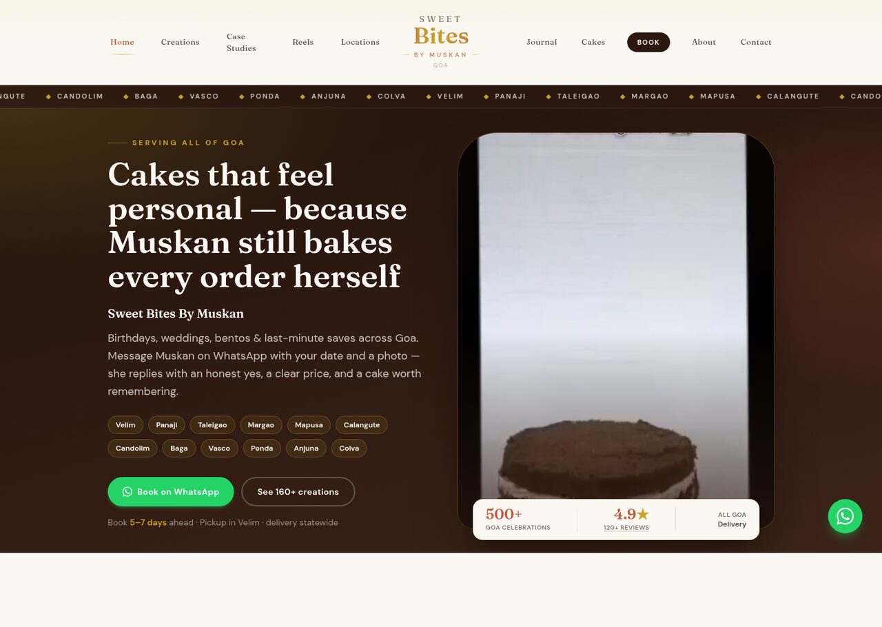 Sweet Bites — A cake showcase and WhatsApp-ordering site for Sweet Bites