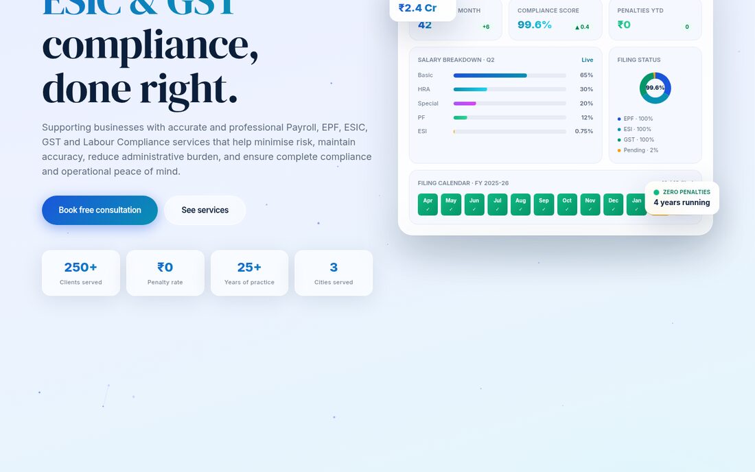 A services website for compliance consultancy Vaishnavi Consultant — screen 2