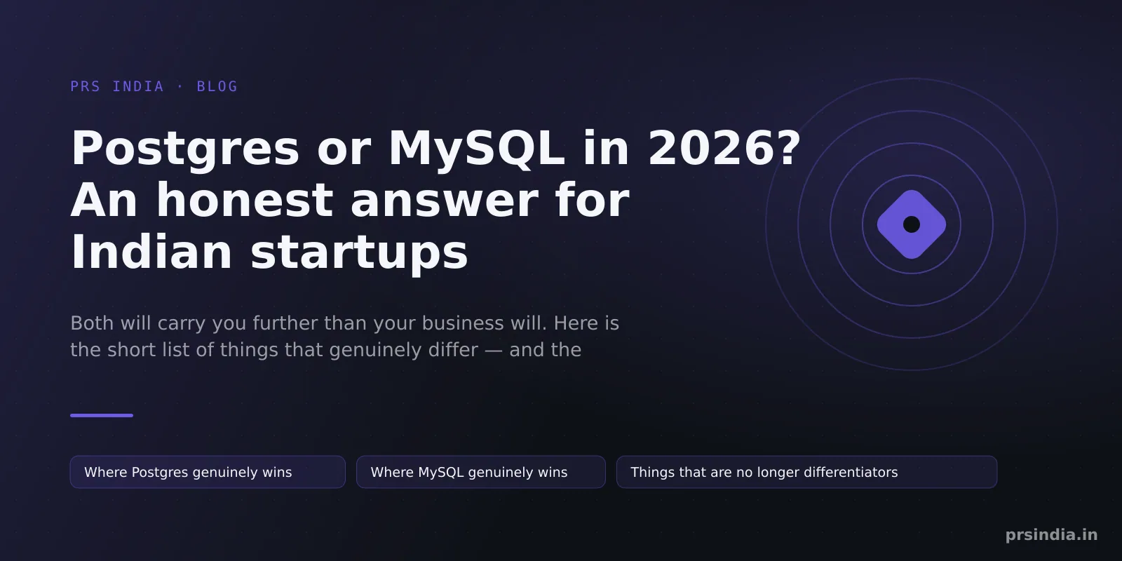 Postgres or MySQL in 2026? An honest answer for Indian startups
