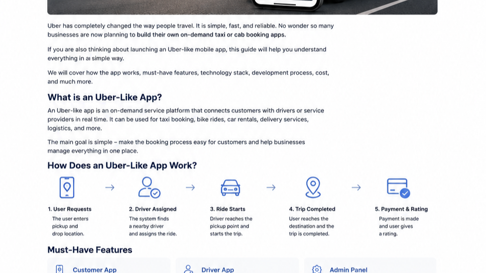 How to Build an Uber-Like Mobile App: A Complete Step-by-Step Guide